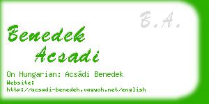 benedek acsadi business card