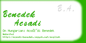 benedek acsadi business card